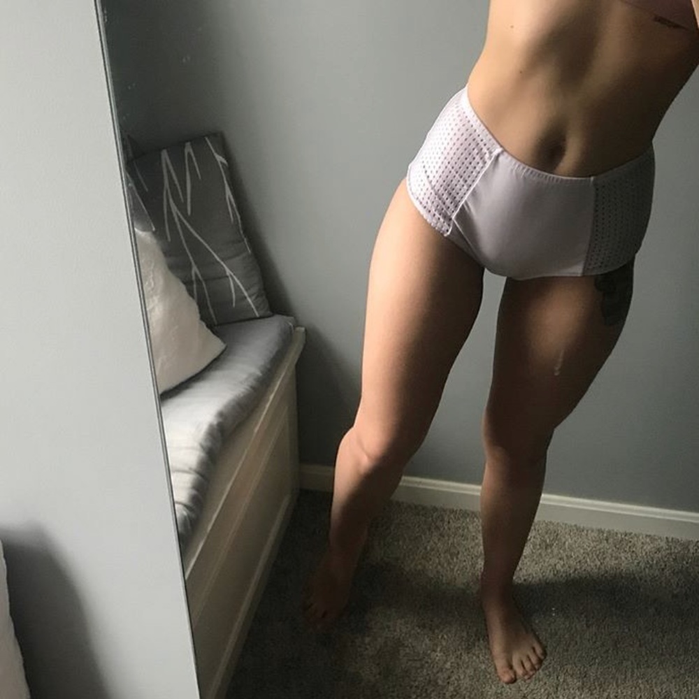 American Apparel White Mesh High Swim Bottom